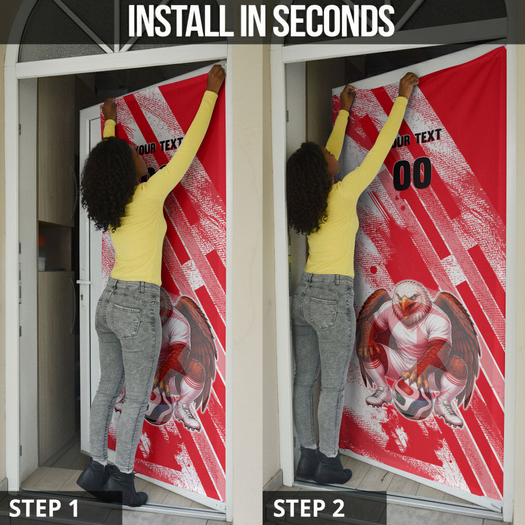 Personalized Tunisia Football Door Cover Tunisian Flag Carthage Eagles Mascot Grunge Style