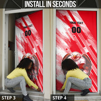 Personalized Tunisia Football Door Cover Tunisian Flag Carthage Eagles Mascot Grunge Style