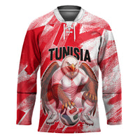 Personalized Tunisia Football Hockey Jersey Tunisian Flag Carthage Eagles Mascot Grunge Style