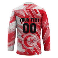 Personalized Tunisia Football Hockey Jersey Tunisian Flag Carthage Eagles Mascot Grunge Style