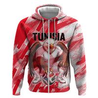 Personalized Tunisia Football Hoodie Tunisian Flag Carthage Eagles Mascot Grunge Style