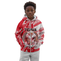 Personalized Tunisia Football Kid Hoodie Tunisian Flag Carthage Eagles Mascot Grunge Style