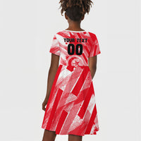 Personalized Tunisia Football Kid Short Sleeve Dress Tunisian Flag Carthage Eagles Mascot Grunge Style