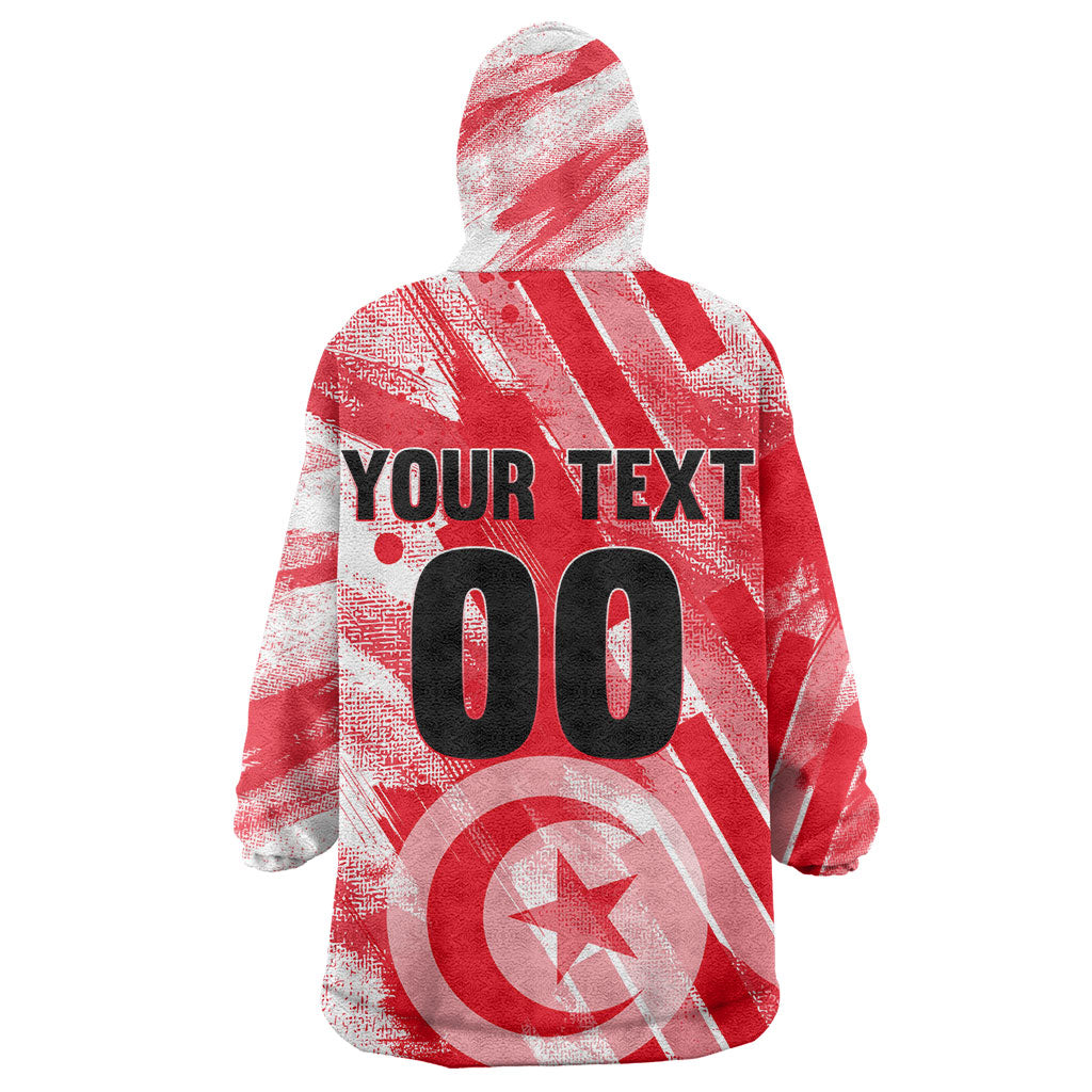 Personalized Tunisia Football Kid Wearable Blanket Hoodie Tunisian Flag Carthage Eagles Mascot Grunge Style