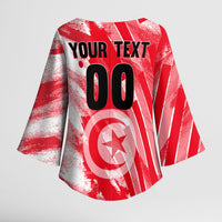 Personalized Tunisia Football Kimono Sleeve Blouse Tunisian Flag Carthage Eagles Mascot Grunge Style
