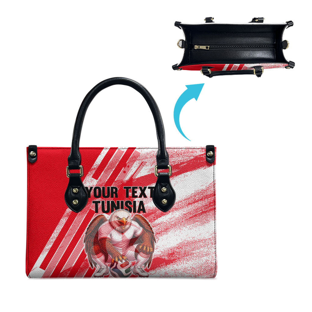 Personalized Tunisia Football Leather Bag Tunisian Flag Carthage Eagles Mascot Grunge Style