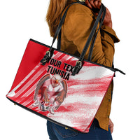 Personalized Tunisia Football Leather Tote Bag Tunisian Flag Carthage Eagles Mascot Grunge Style