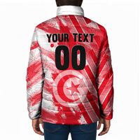 Personalized Tunisia Football Padded Jacket Tunisian Flag Carthage Eagles Mascot Grunge Style