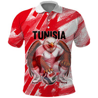 Personalized Tunisia Football Polo Shirt Tunisian Flag Carthage Eagles Mascot Grunge Style