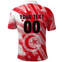 Personalized Tunisia Football Polo Shirt Tunisian Flag Carthage Eagles Mascot Grunge Style