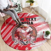 Personalized Tunisia Football Round Carpet Tunisian Flag Carthage Eagles Mascot Grunge Style