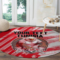 Personalized Tunisia Football Round Carpet Tunisian Flag Carthage Eagles Mascot Grunge Style