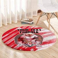 Personalized Tunisia Football Round Carpet Tunisian Flag Carthage Eagles Mascot Grunge Style