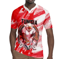 Personalized Tunisia Football Rugby Jersey Tunisian Flag Carthage Eagles Mascot Grunge Style