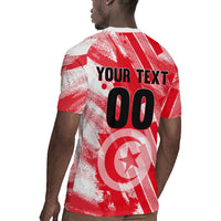 Personalized Tunisia Football Rugby Jersey Tunisian Flag Carthage Eagles Mascot Grunge Style