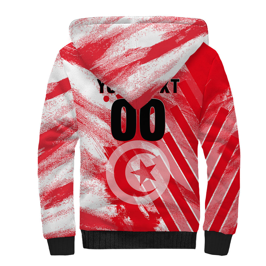 Personalized Tunisia Football Sherpa Hoodie Tunisian Flag Carthage Eagles Mascot Grunge Style