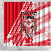 Personalized Tunisia Football Shower Curtain Tunisian Flag Carthage Eagles Mascot Grunge Style