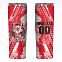 Personalized Tunisia Football Skinny Tumbler Tunisian Flag Carthage Eagles Mascot Grunge Style