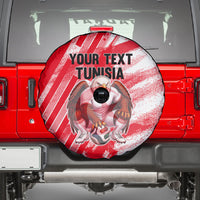 Personalized Tunisia Football Spare Tire Cover Tunisian Flag Carthage Eagles Mascot Grunge Style
