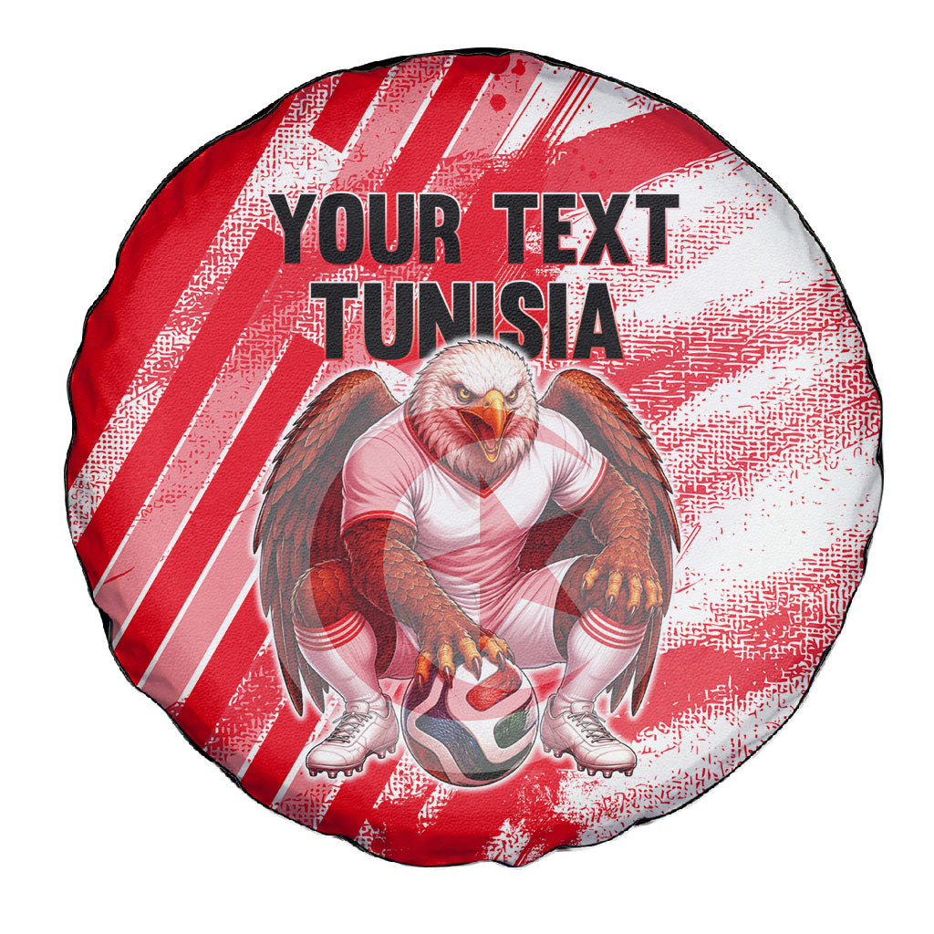 Personalized Tunisia Football Spare Tire Cover Tunisian Flag Carthage Eagles Mascot Grunge Style