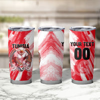 Personalized Tunisia Football Tumbler Cup Tunisian Flag Carthage Eagles Mascot Grunge Style