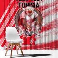 Personalized Tunisia Football Window Curtain Tunisian Flag Carthage Eagles Mascot Grunge Style