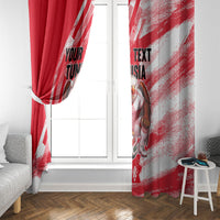Personalized Tunisia Football Window Curtain Tunisian Flag Carthage Eagles Mascot Grunge Style