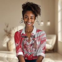 Personalized Tunisia Football Women Casual Shirt Tunisian Flag Carthage Eagles Mascot Grunge Style