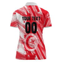 Personalized Tunisia Football Women Polo Shirt Tunisian Flag Carthage Eagles Mascot Grunge Style