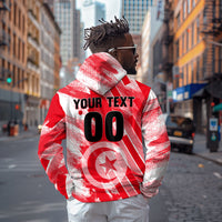 Personalized Tunisia Football Zip Hoodie Tunisian Flag Carthage Eagles Mascot Grunge Style