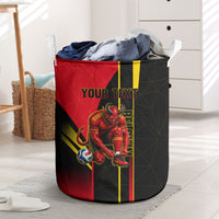 Personalized Belgium Soccer Red Devils Mascot Laundry Basket Royal Belgian Football Geometric Simple Style