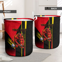 Personalized Belgium Soccer Red Devils Mascot Laundry Basket Royal Belgian Football Geometric Simple Style