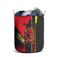Personalized Belgium Soccer Red Devils Mascot Laundry Basket Royal Belgian Football Geometric Simple Style