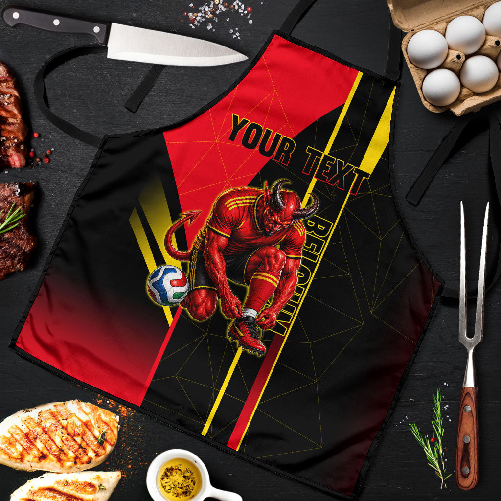 Personalized Belgium Soccer Red Devils Mascot Apron Royal Belgian Football Geometric Simple Style