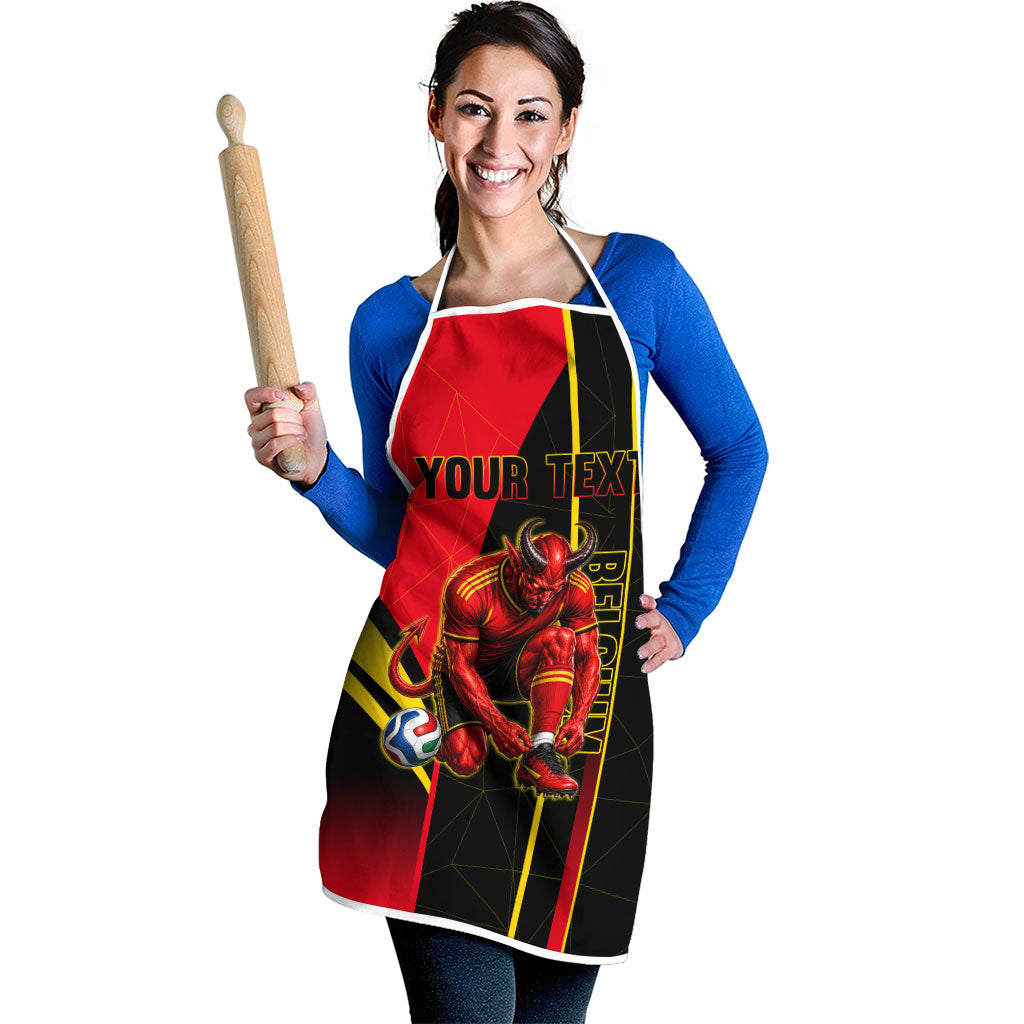 Personalized Belgium Soccer Red Devils Mascot Apron Royal Belgian Football Geometric Simple Style