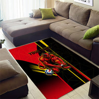 Personalized Belgium Soccer Red Devils Mascot Area Rug Royal Belgian Football Geometric Simple Style