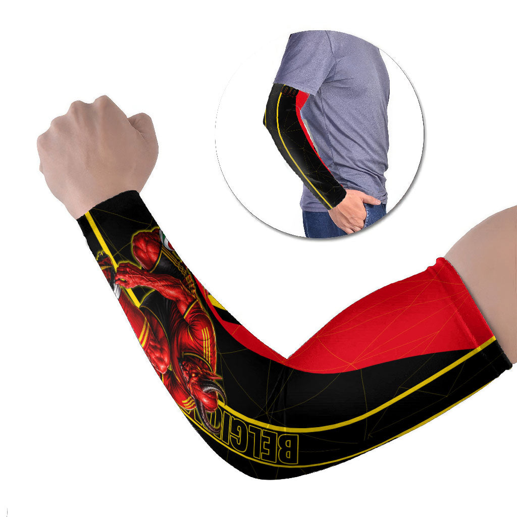 Personalized Belgium Soccer Red Devils Mascot Arm Sleeves Royal Belgian Football Geometric Simple Style