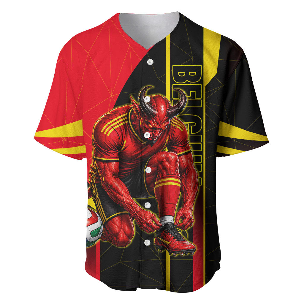 Personalized Belgium Soccer Red Devils Mascot Baseball Jersey Royal Belgian Football Geometric Simple Style