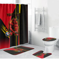 Personalized Belgium Soccer Red Devils Mascot Bathroom Set Royal Belgian Football Geometric Simple Style