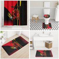Personalized Belgium Soccer Red Devils Mascot Bathroom Set Royal Belgian Football Geometric Simple Style