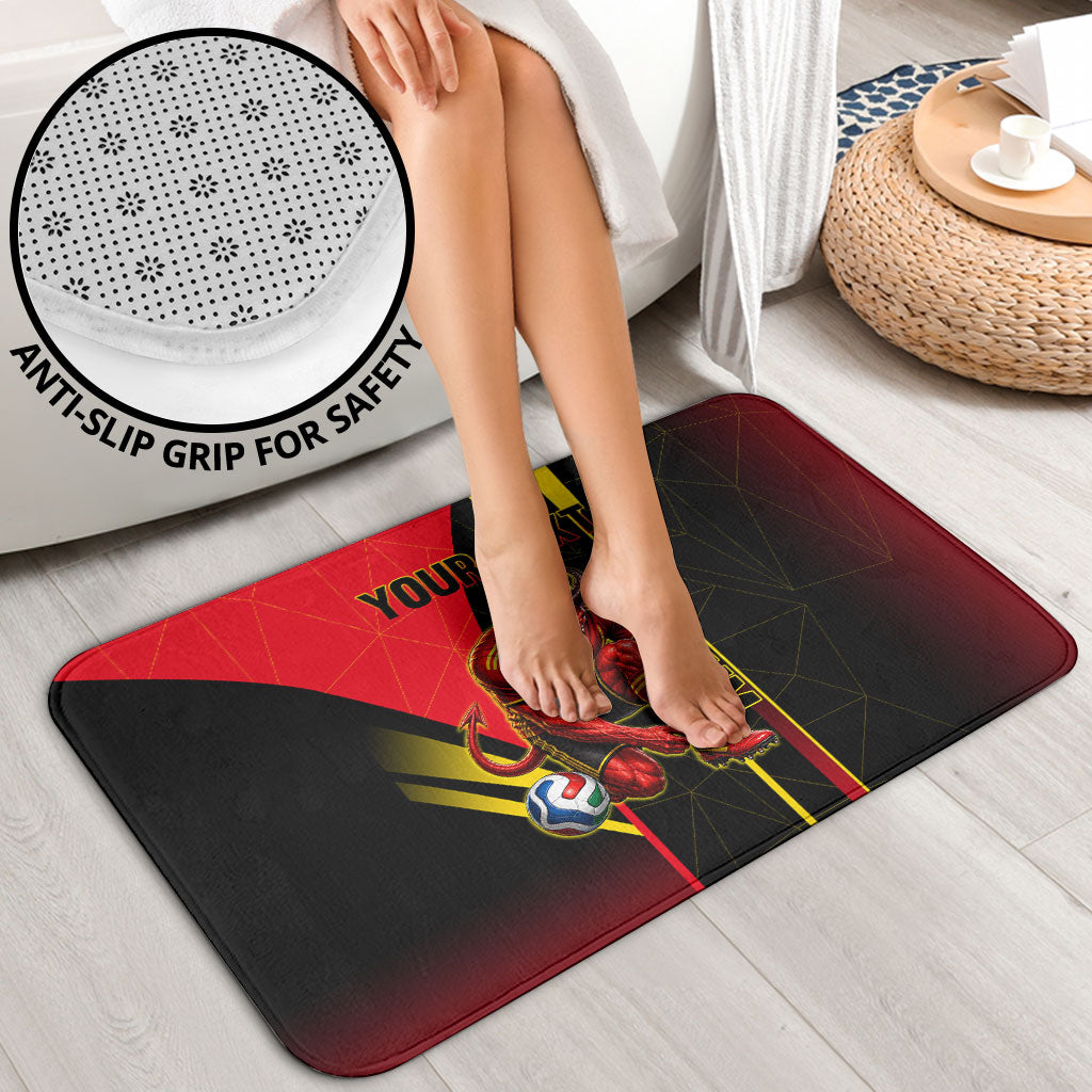 Personalized Belgium Soccer Red Devils Mascot Bathroom Set Royal Belgian Football Geometric Simple Style