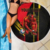 Personalized Belgium Soccer Red Devils Mascot Beach Blanket Royal Belgian Football Geometric Simple Style