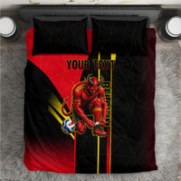 Personalized Belgium Soccer Red Devils Mascot Bedding Set Royal Belgian Football Geometric Simple Style
