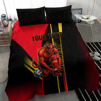Personalized Belgium Soccer Red Devils Mascot Bedding Set Royal Belgian Football Geometric Simple Style