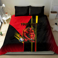 Personalized Belgium Soccer Red Devils Mascot Bedding Set Royal Belgian Football Geometric Simple Style