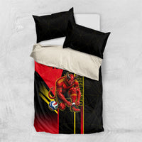 Personalized Belgium Soccer Red Devils Mascot Bedding Set Royal Belgian Football Geometric Simple Style