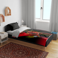 Personalized Belgium Soccer Red Devils Mascot Bedding Set Royal Belgian Football Geometric Simple Style