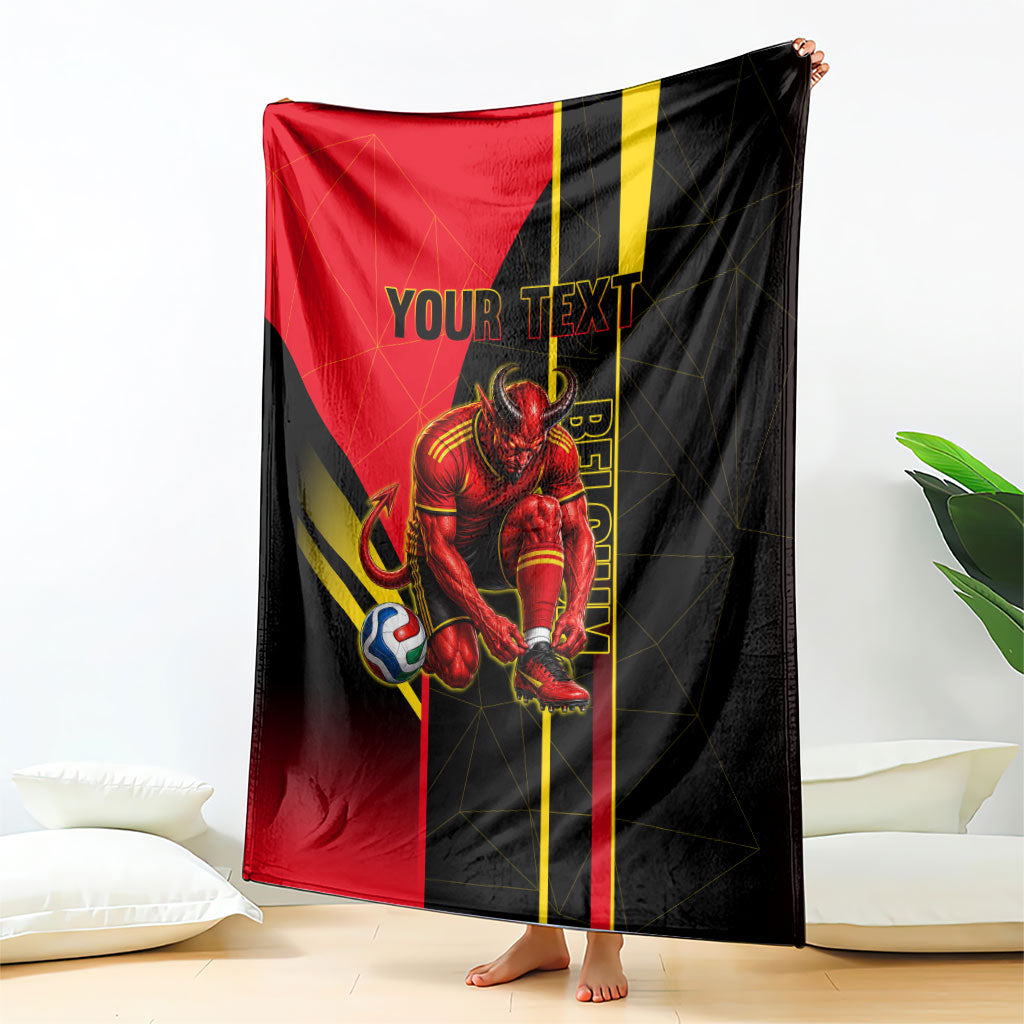 Personalized Belgium Soccer Red Devils Mascot Blanket Royal Belgian Football Geometric Simple Style