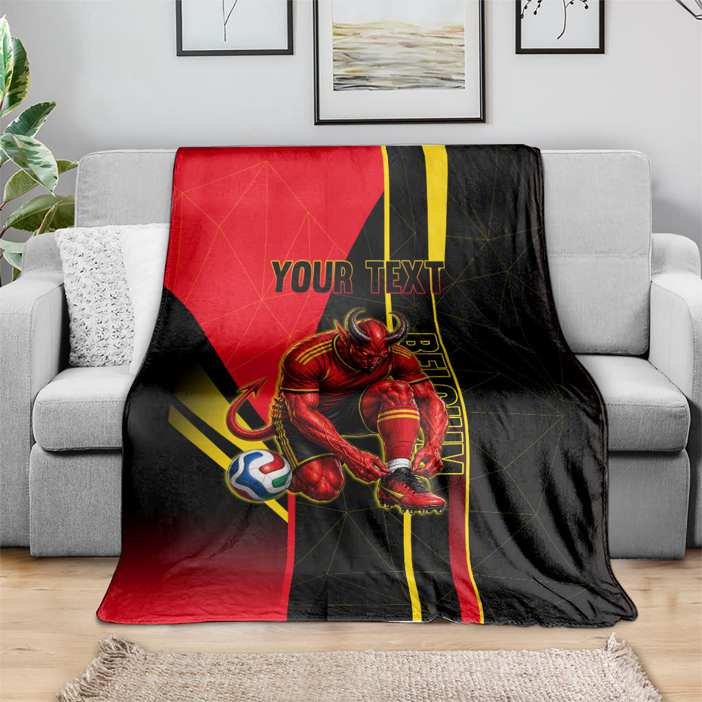 Personalized Belgium Soccer Red Devils Mascot Blanket Royal Belgian Football Geometric Simple Style