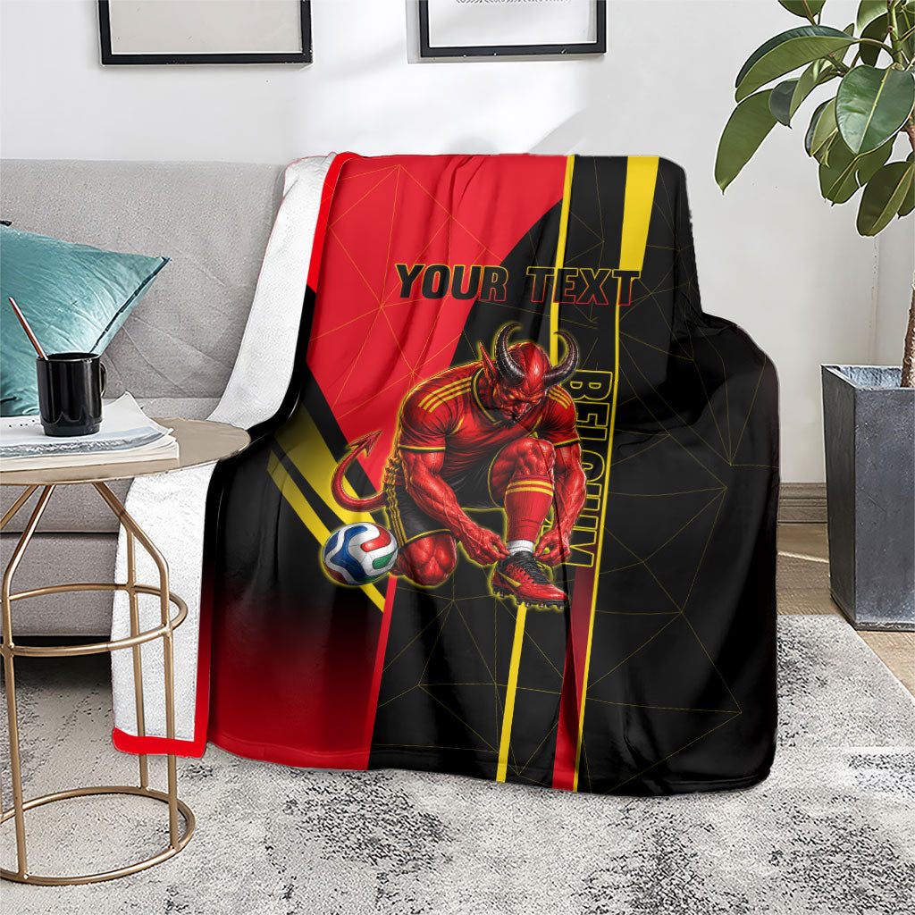 Personalized Belgium Soccer Red Devils Mascot Blanket Royal Belgian Football Geometric Simple Style